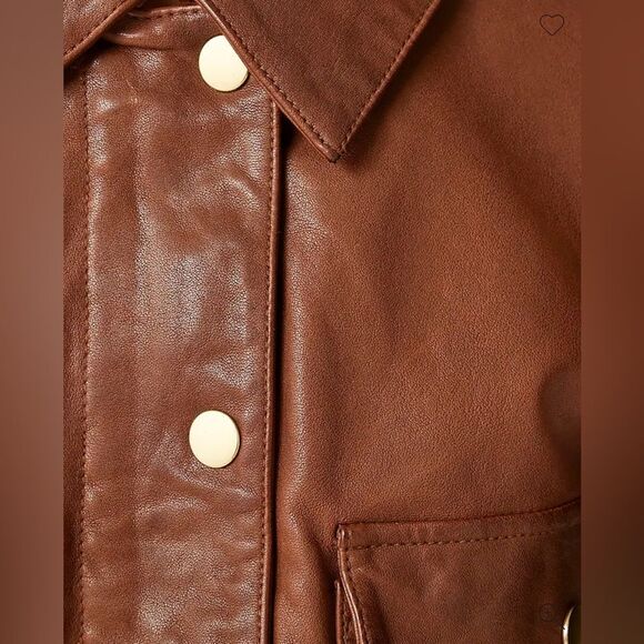 NWT $650 J CREW Collection leather shirt-jacket in Grizzly Brown - Picture 6 of 13